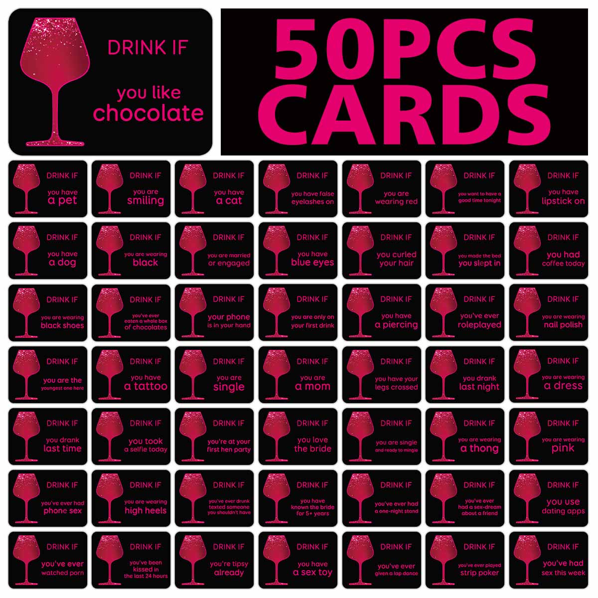 Party Games Bachelorette - 50 cartes de jeu pour fête